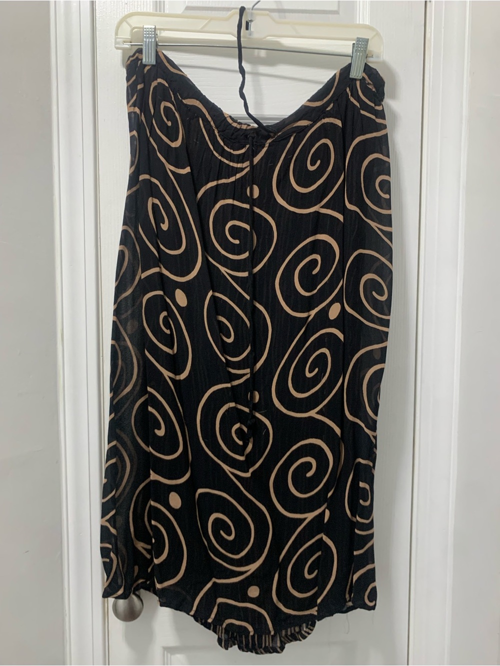 Black & Tan Swirl Midi Skirt